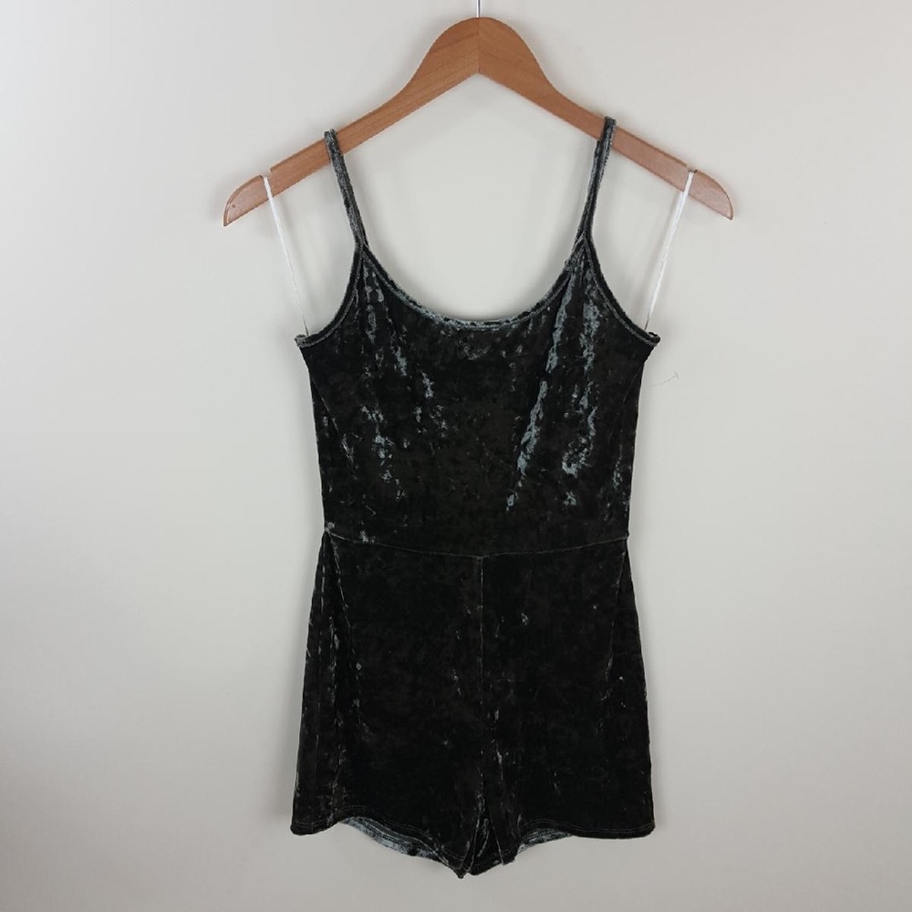 COPY - Crushed velvet olive romper